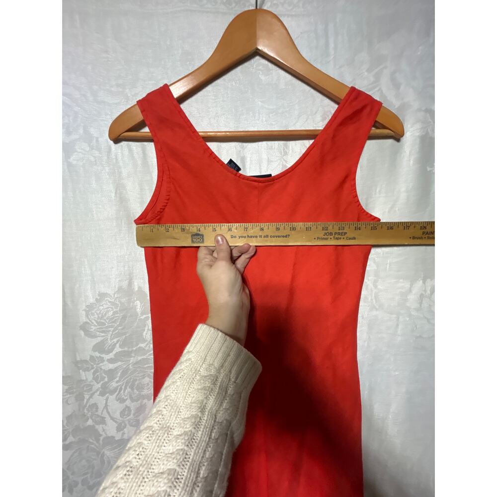 Liz Claiborne Dress Small Orange 100% Linen Shift Sleeveless Knee Length - Picture 4 of 6